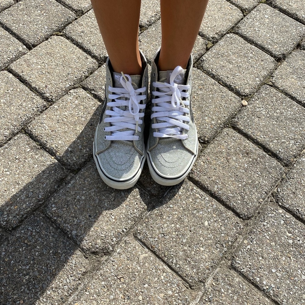 Vans sparkly silver beautiful hi top size 6.5 - Picture 3 of 11